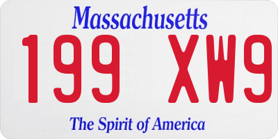 MA license plate 199XW9