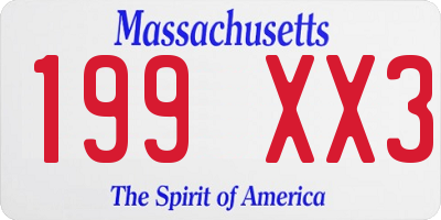 MA license plate 199XX3