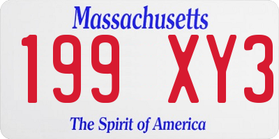MA license plate 199XY3