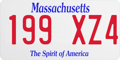 MA license plate 199XZ4
