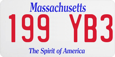 MA license plate 199YB3