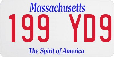 MA license plate 199YD9