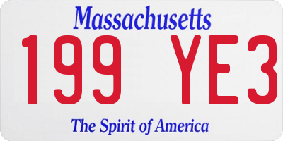 MA license plate 199YE3