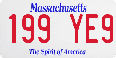 MA license plate 199YE9