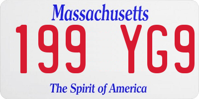 MA license plate 199YG9