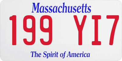 MA license plate 199YI7