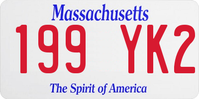MA license plate 199YK2