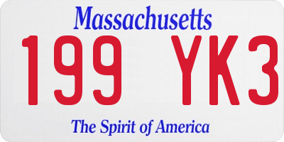 MA license plate 199YK3
