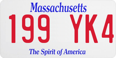 MA license plate 199YK4