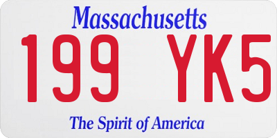 MA license plate 199YK5