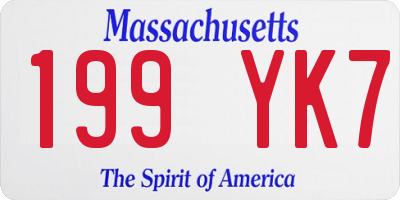 MA license plate 199YK7