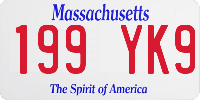 MA license plate 199YK9