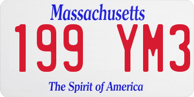 MA license plate 199YM3