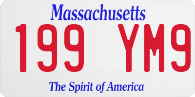 MA license plate 199YM9