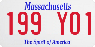 MA license plate 199YO1