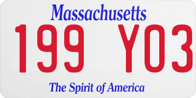 MA license plate 199YO3