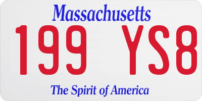 MA license plate 199YS8