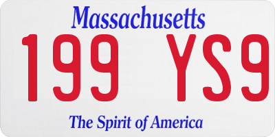 MA license plate 199YS9