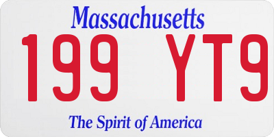 MA license plate 199YT9