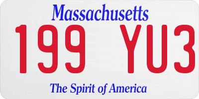 MA license plate 199YU3