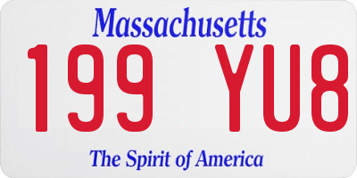 MA license plate 199YU8