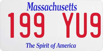MA license plate 199YU9