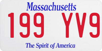 MA license plate 199YV9