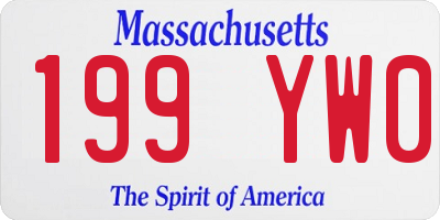 MA license plate 199YW0