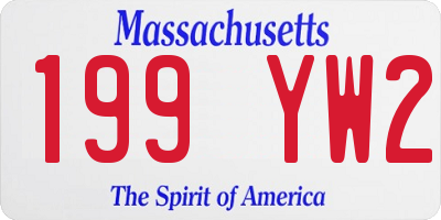 MA license plate 199YW2