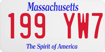 MA license plate 199YW7