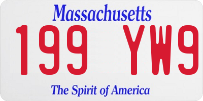 MA license plate 199YW9
