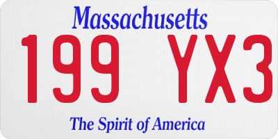 MA license plate 199YX3