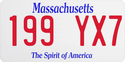 MA license plate 199YX7