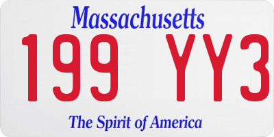 MA license plate 199YY3