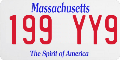 MA license plate 199YY9