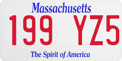 MA license plate 199YZ5