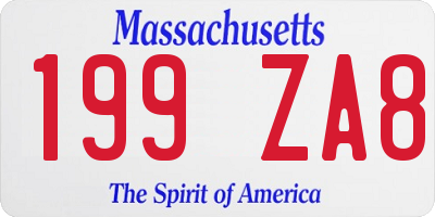 MA license plate 199ZA8
