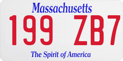 MA license plate 199ZB7