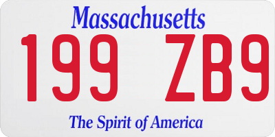 MA license plate 199ZB9