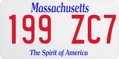 MA license plate 199ZC7