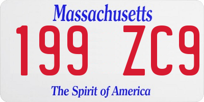 MA license plate 199ZC9