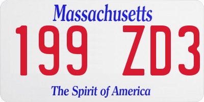 MA license plate 199ZD3