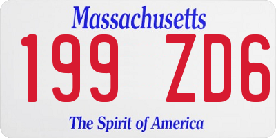 MA license plate 199ZD6