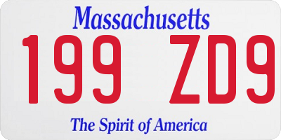 MA license plate 199ZD9