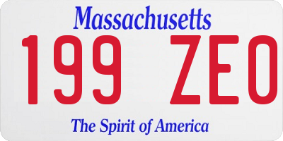 MA license plate 199ZE0