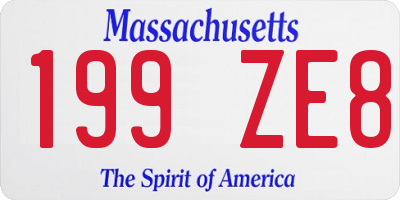MA license plate 199ZE8
