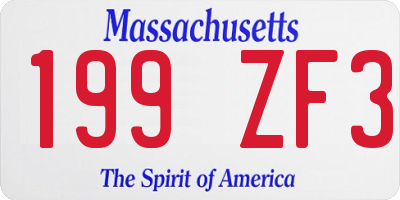 MA license plate 199ZF3