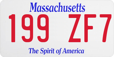 MA license plate 199ZF7