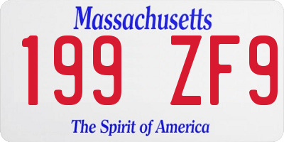 MA license plate 199ZF9