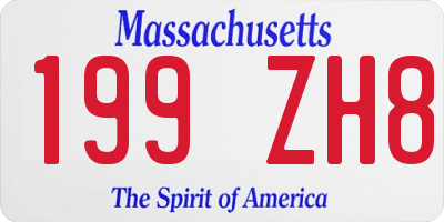 MA license plate 199ZH8